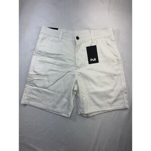 Puli Men's Stretch Woven Golf Shorts with Free FlexWaistband White